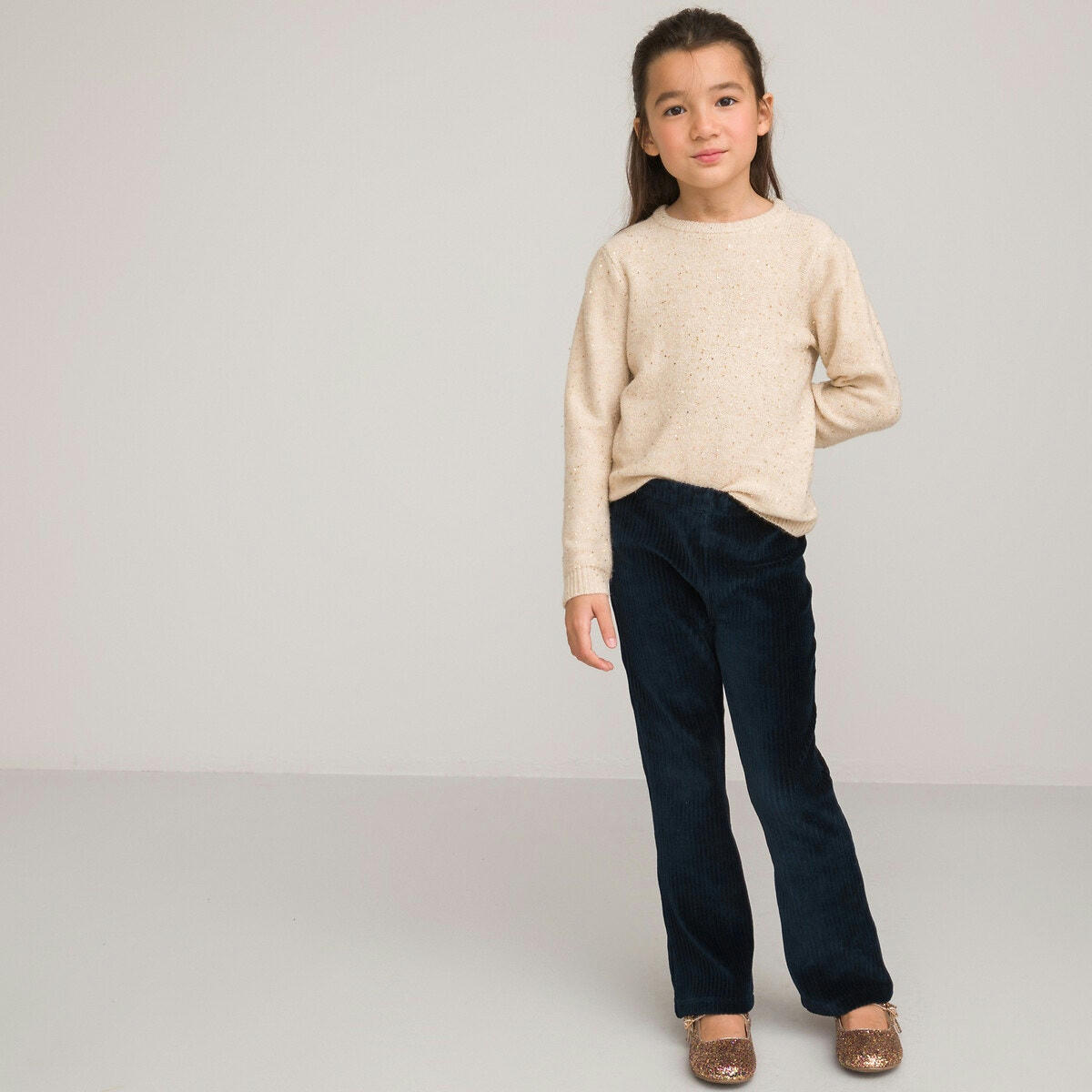 Pull col rond en grosse maille avec sequins