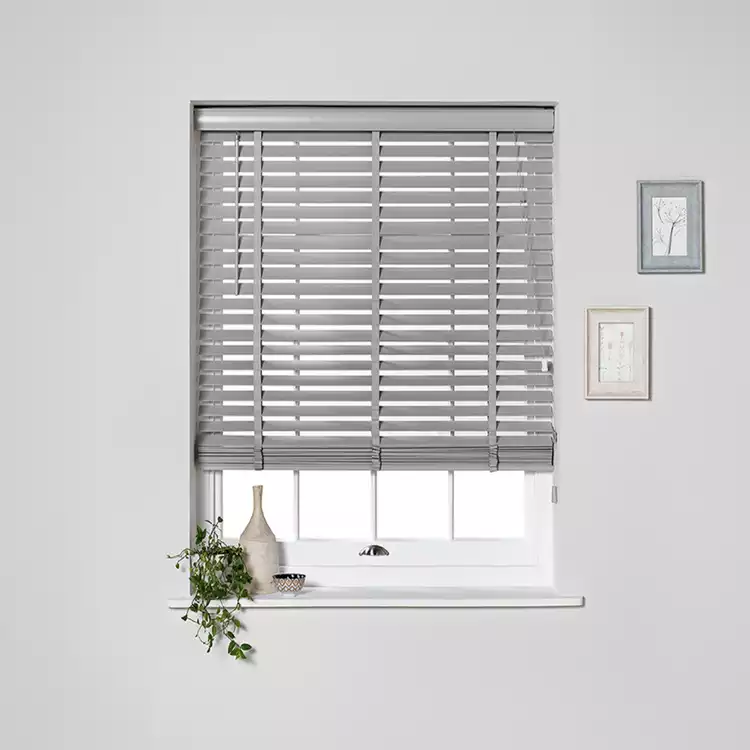Habitat Wooden Grey 50mm Slat Venetian Tape Blind - 60cm