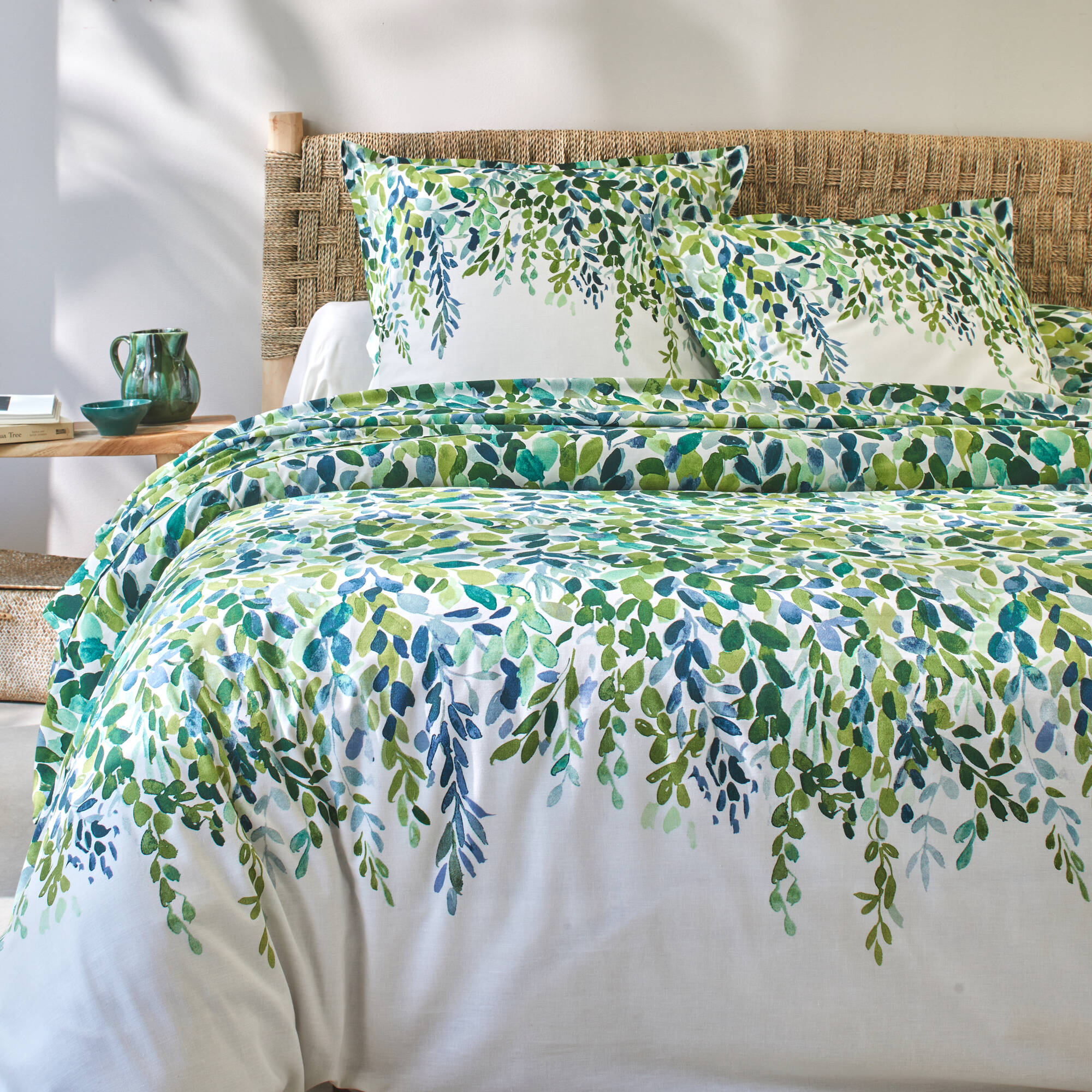 Linge de lit Léonie en coton imprimé végétal