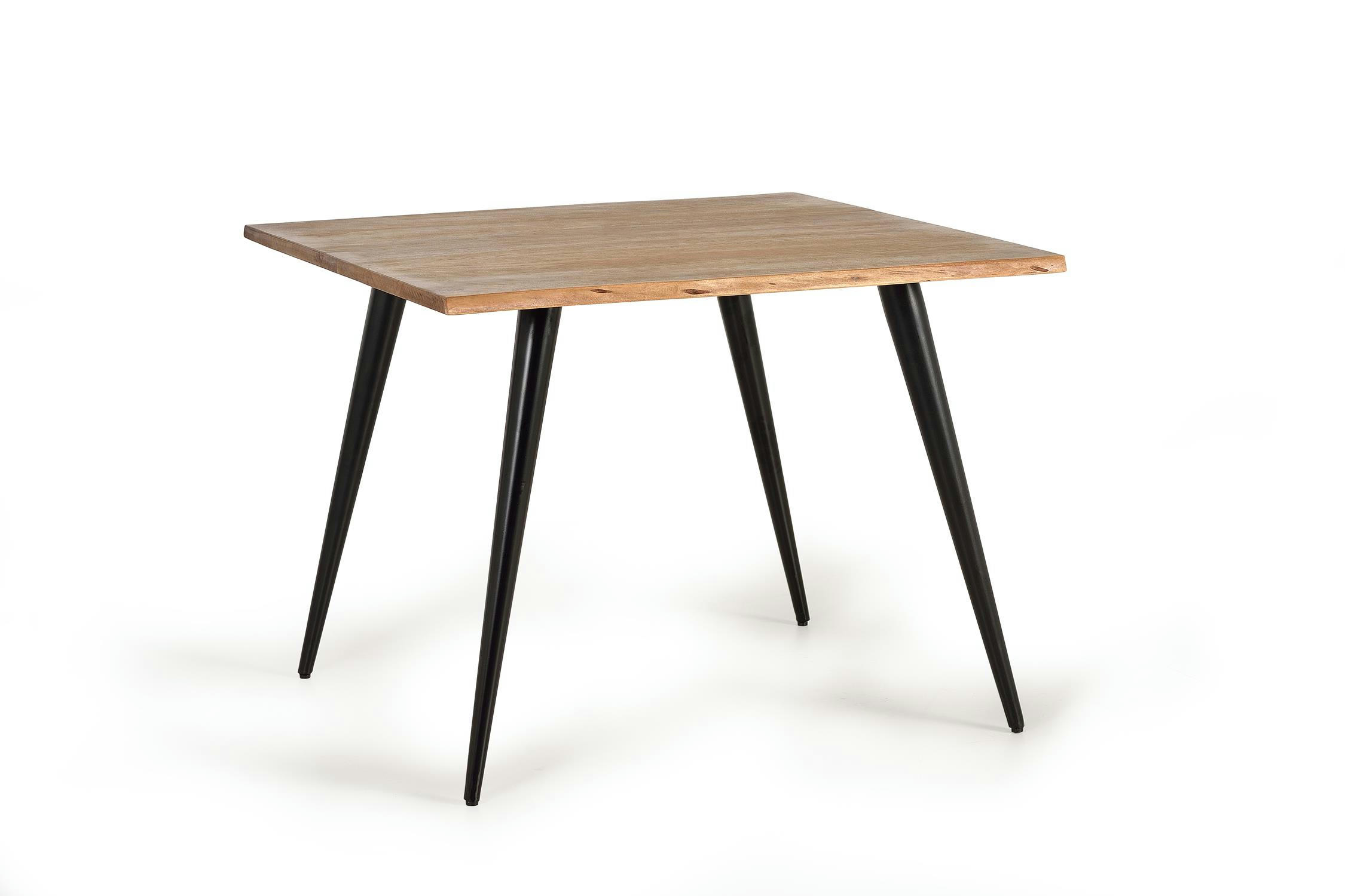 - Table à manger en bois d'acacia naturel et pieds en métal noir