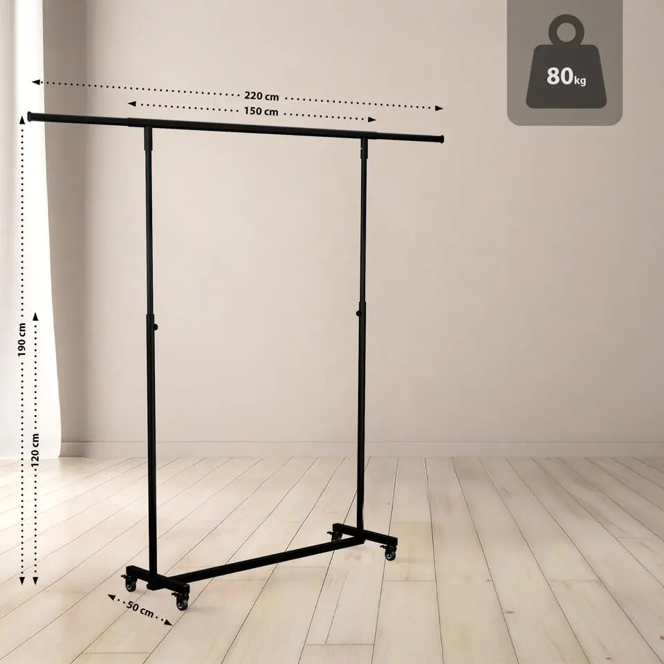 CLP Kledingrek Soran 120x150x50 cm - zwart