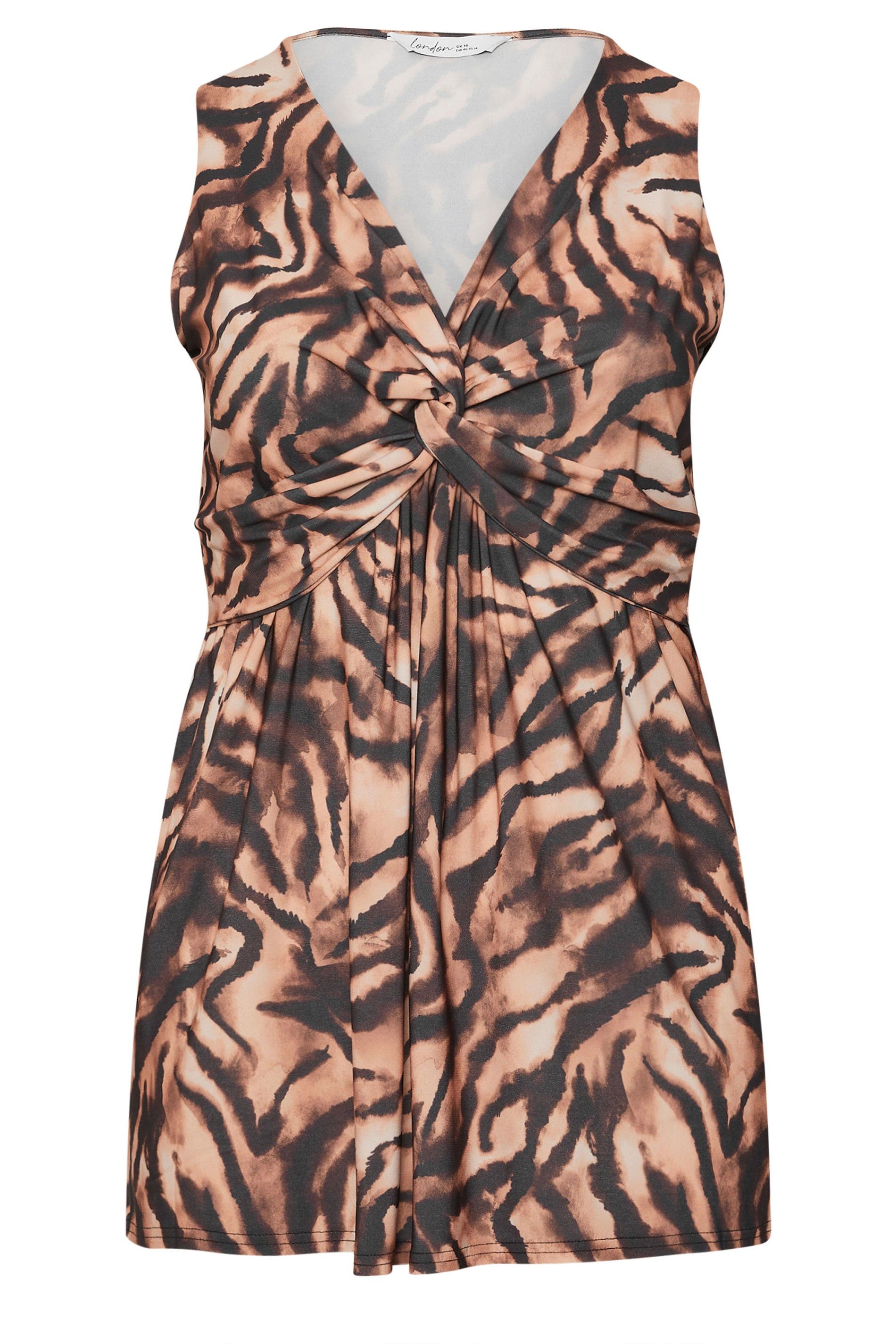 Yours Zebra Print Sleeveless Knot Front Top