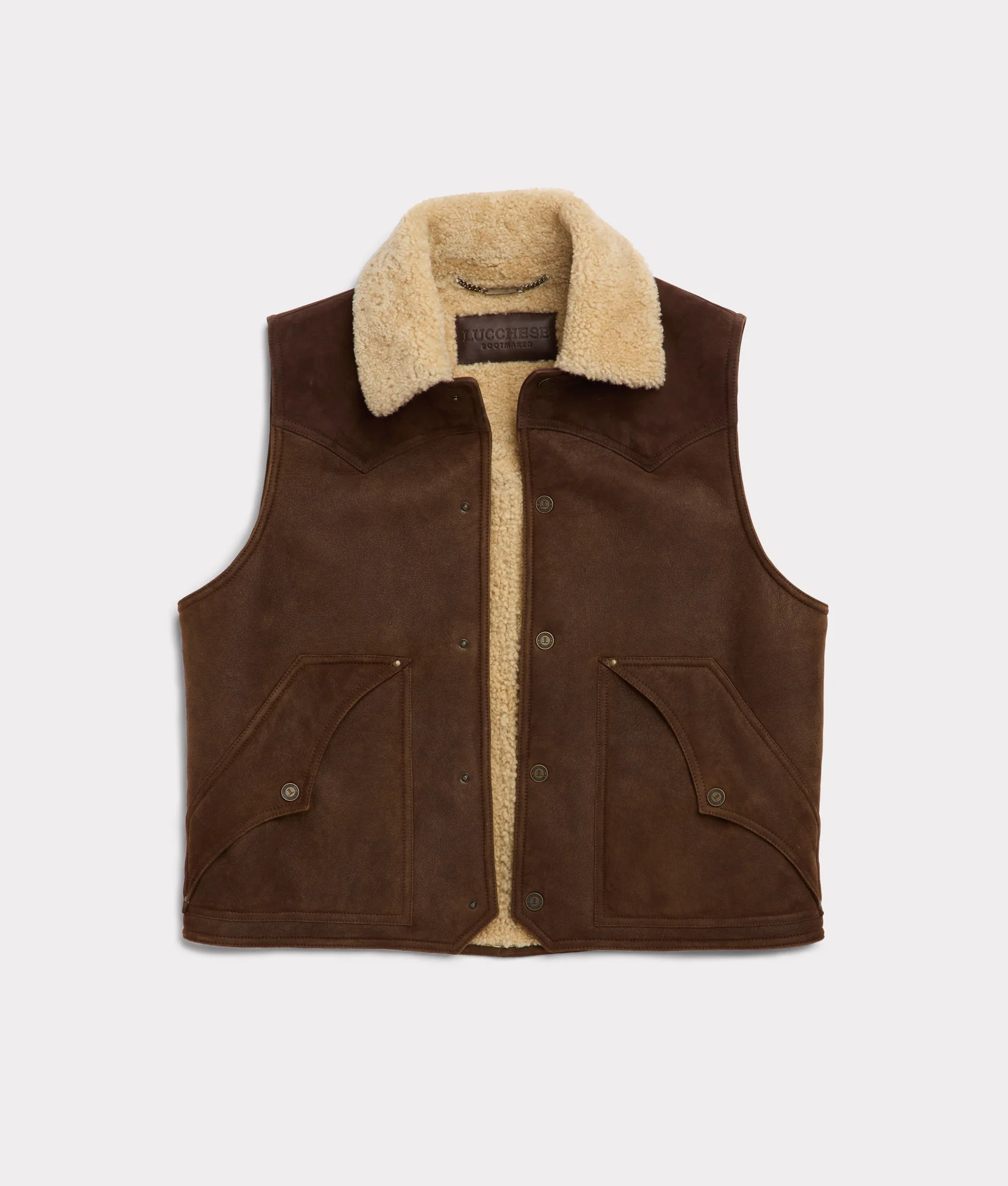 Dustin Yoked Shearling Vest - Brown