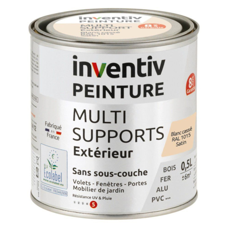 Peinture multi-supports blanc cassé satiné 0,5 L INVENTIV