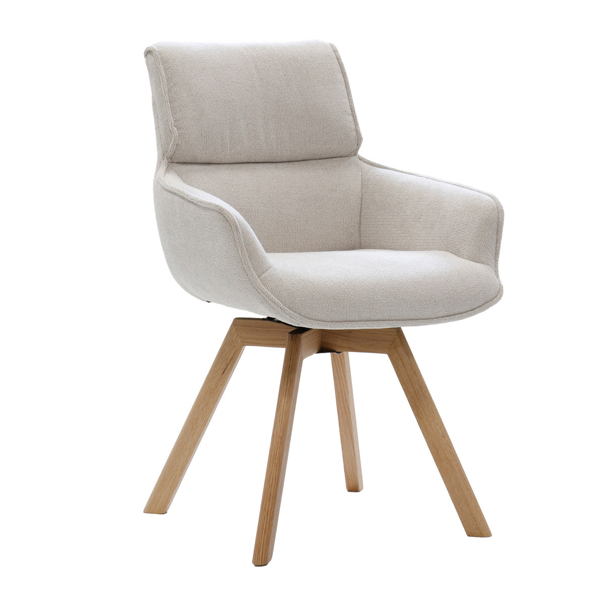 Giga Meubel Eetkamerstoel Else - Draaibaar - Stof/Eikenhout - Beige - Set van 2