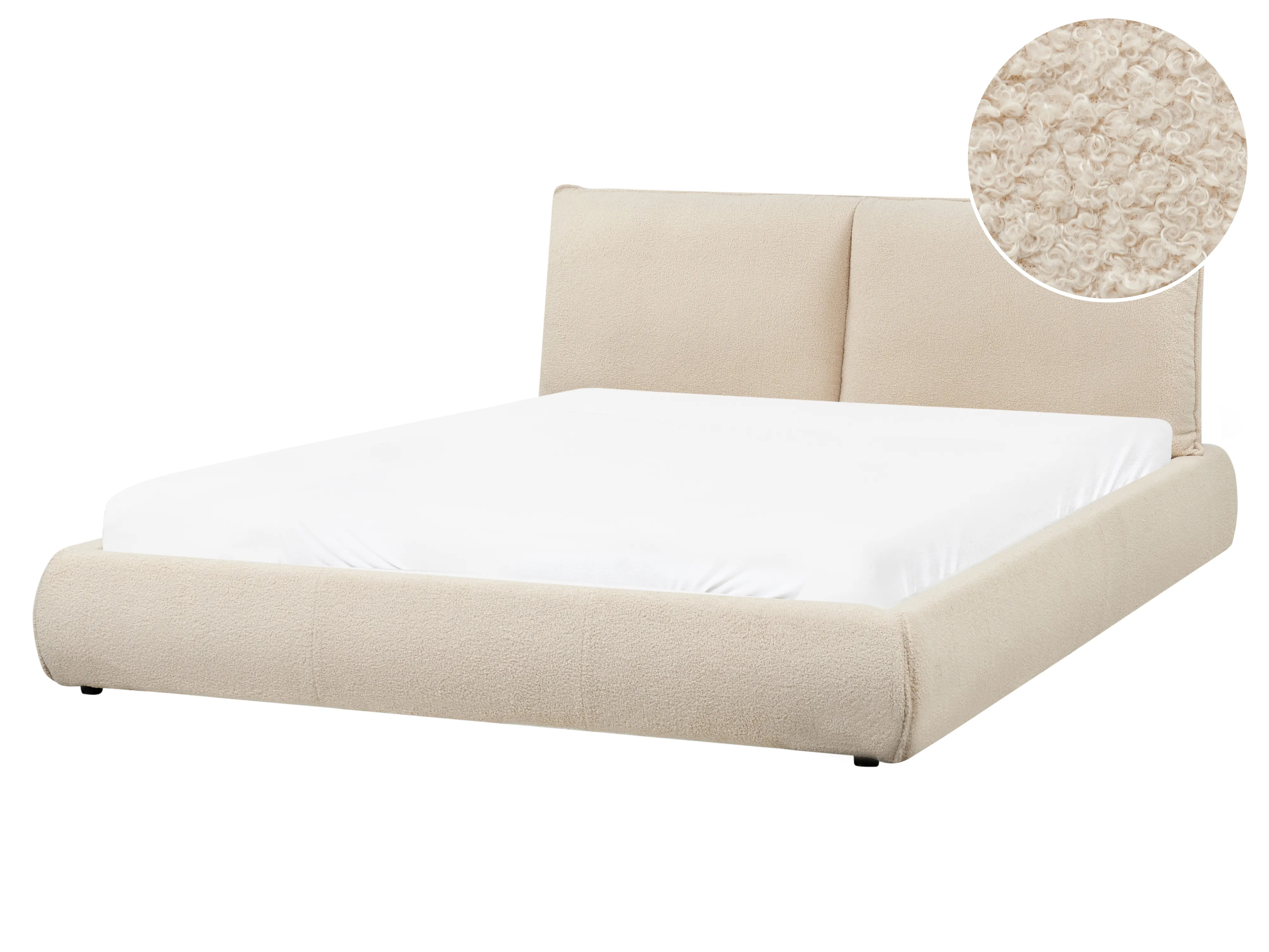 Waterbed Boucle VINAY 160 x 200 cm (EU King Size) Light Beige