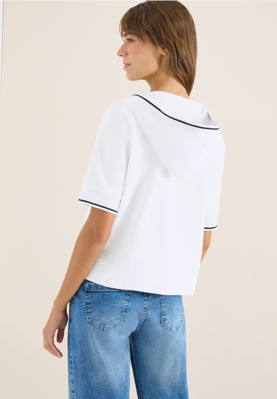 Kurzarm Sweatjacke mit Kapuze