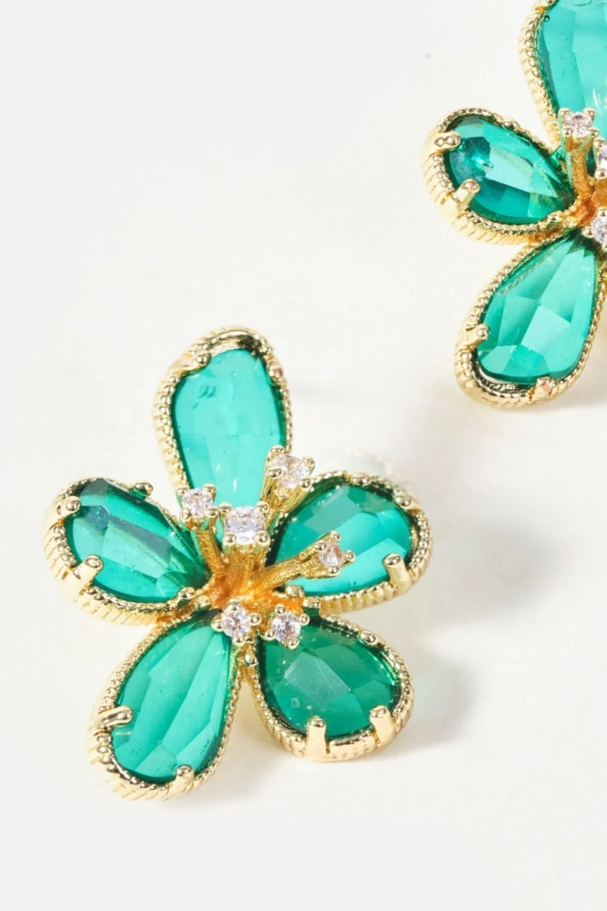 Green Flower Stud Earrings