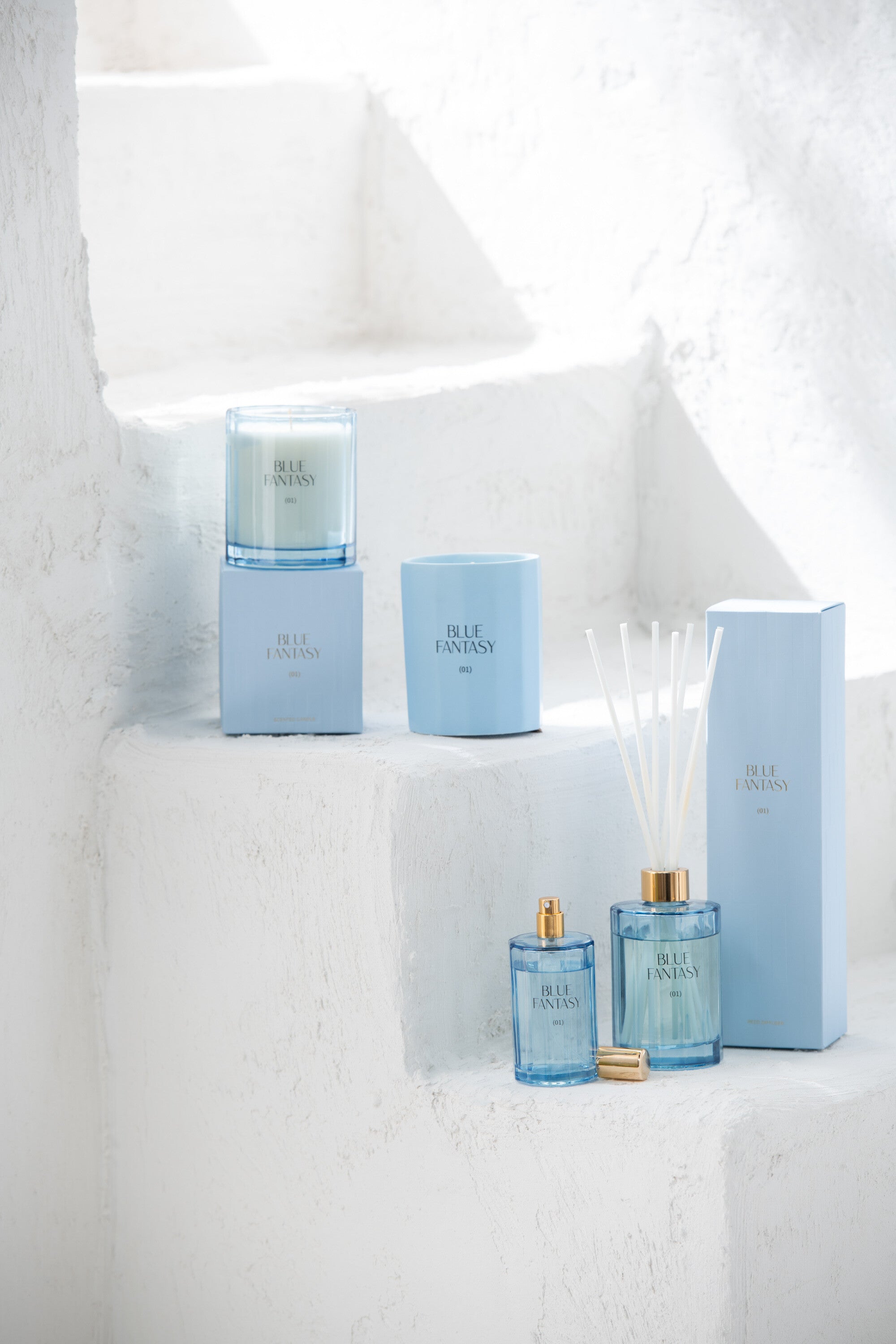 J-Line huisparfum Blue Fantasy - glas - blauw