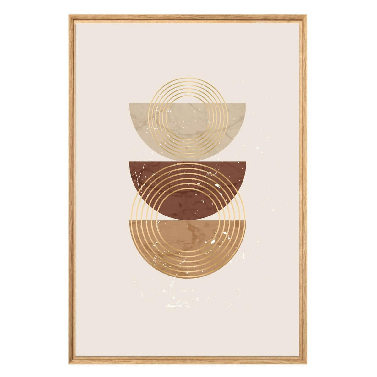 ABSTRAIT - Tableau mural encadré formes et doré 65x97 cm