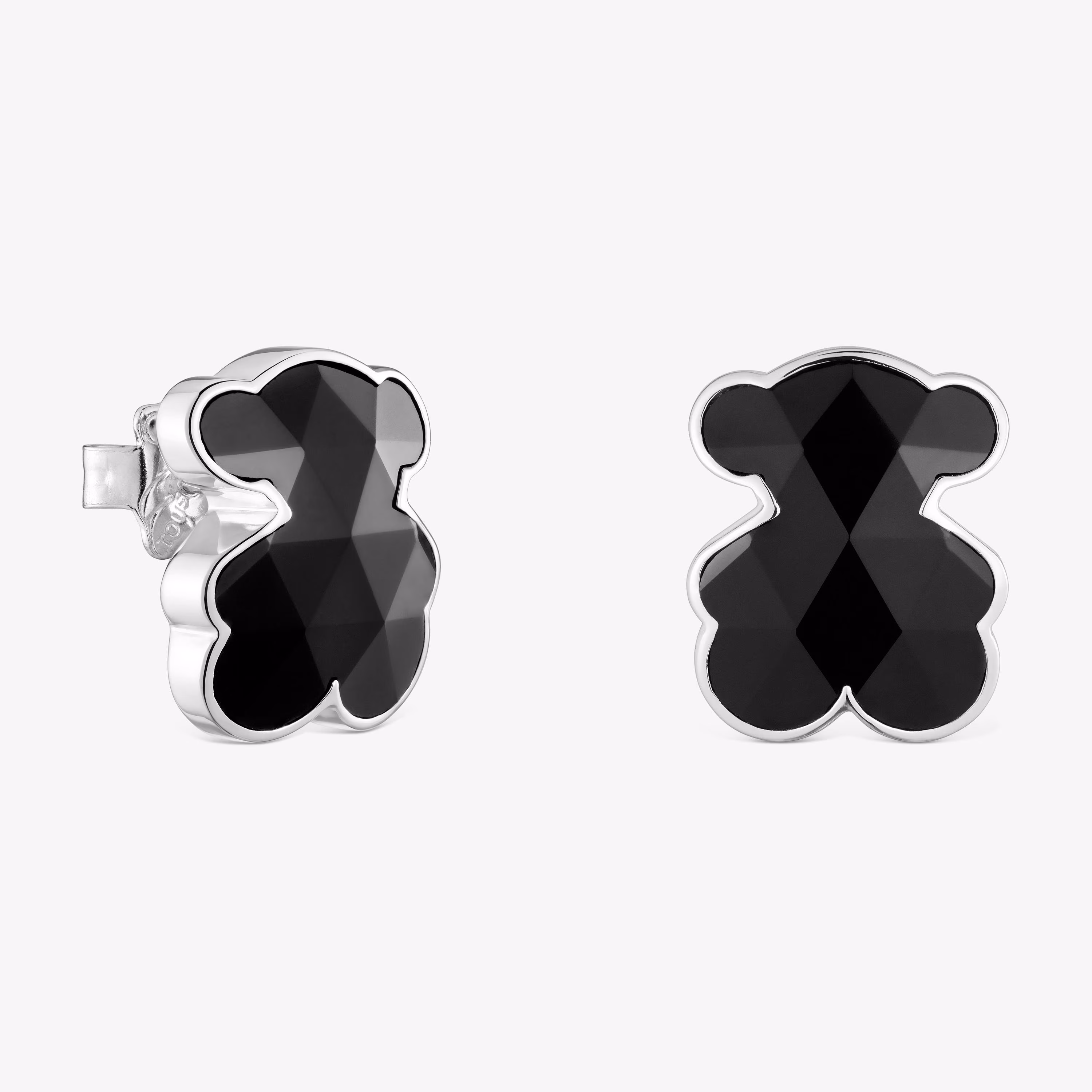 Pendientes oso de plata y ónix 16 mm Icon Color
