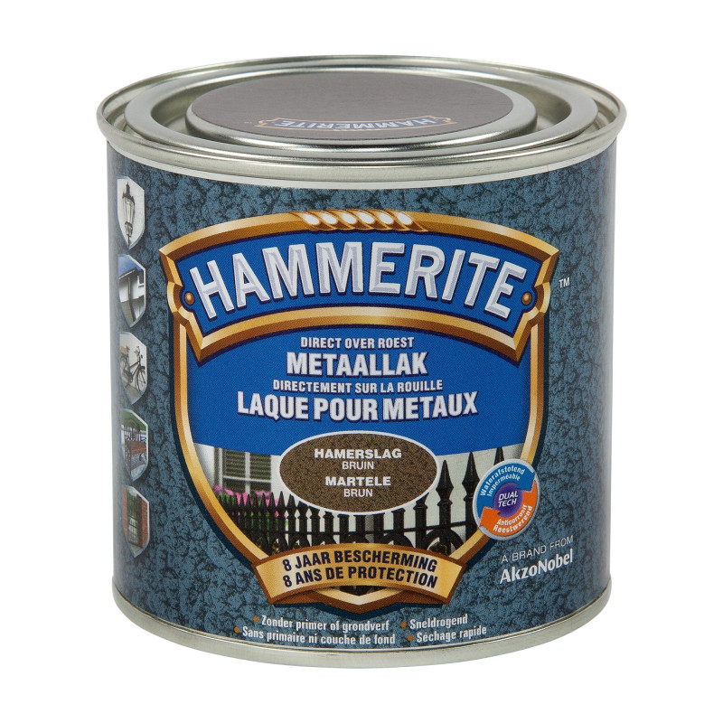Laque antirouille pour métaux martelés brune 0,25 L HAMMERITE