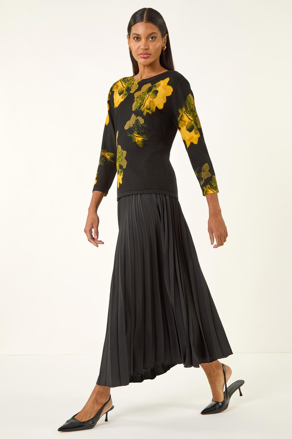 Roman Embellished Floral Print Knit Jumper