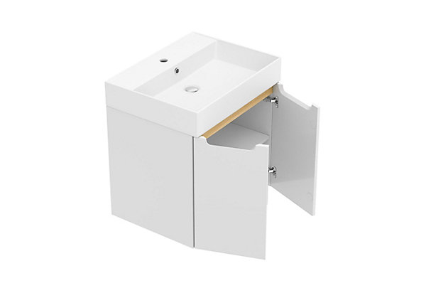 Naturel Meuble de salle de bain avec lavabo Naturel Stilla 60x60x45 cm blanc (STILLAD06033U2)