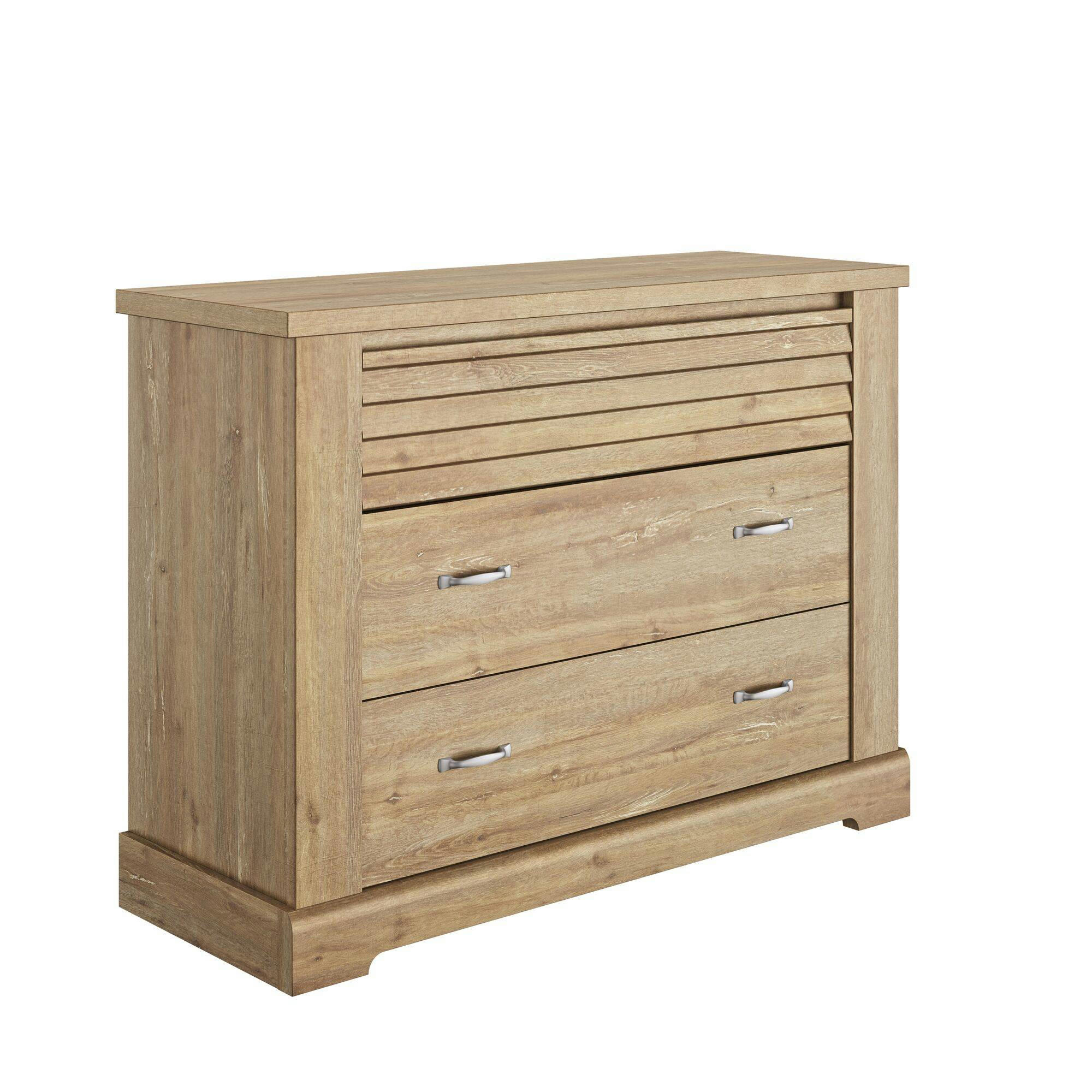 ELENA - Commode 3 tiroirs effet bois clair