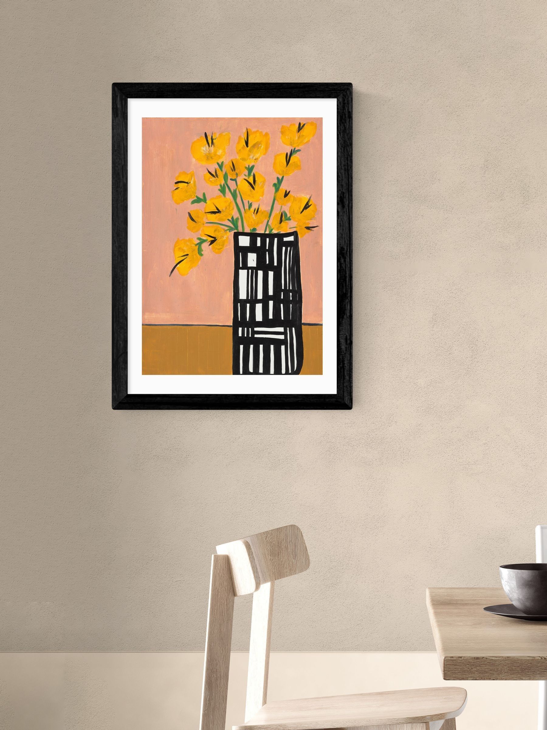 East End Prints Black Black and White Vase Wall Art Print by Lucy Muss