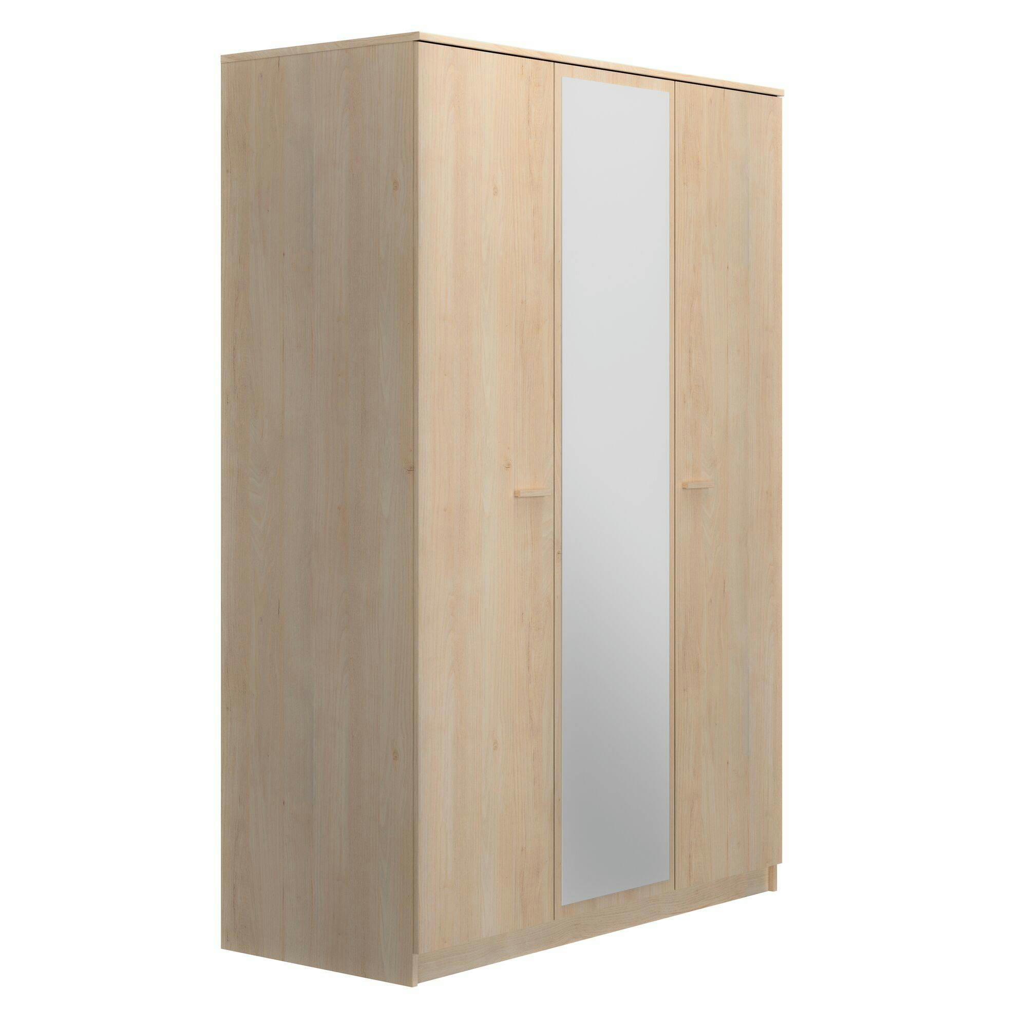 ENORA - Armoire 3 portes 1 miroir effet bois bois