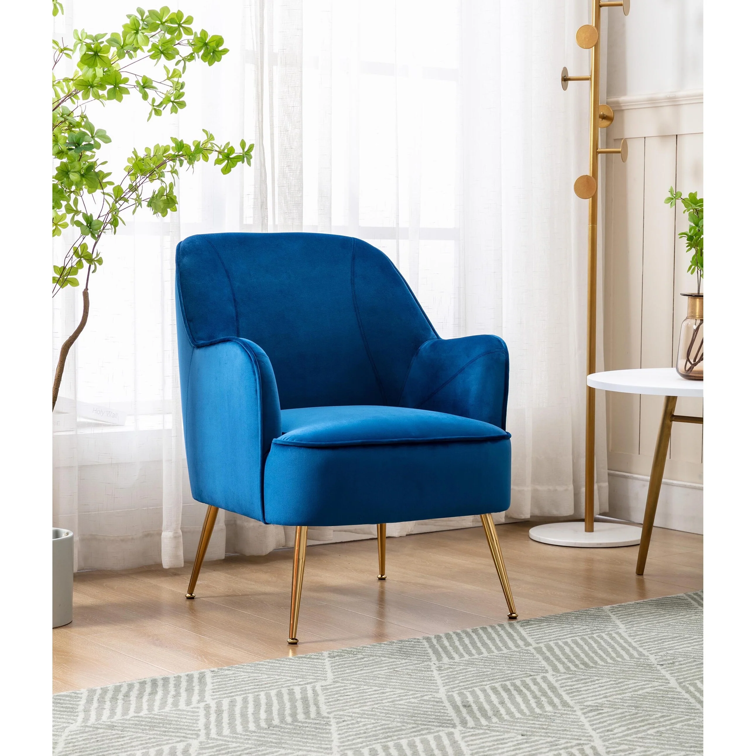 Porthos Home Adora Velvet Upholstered Accent Chair with Gold Chrome Legs