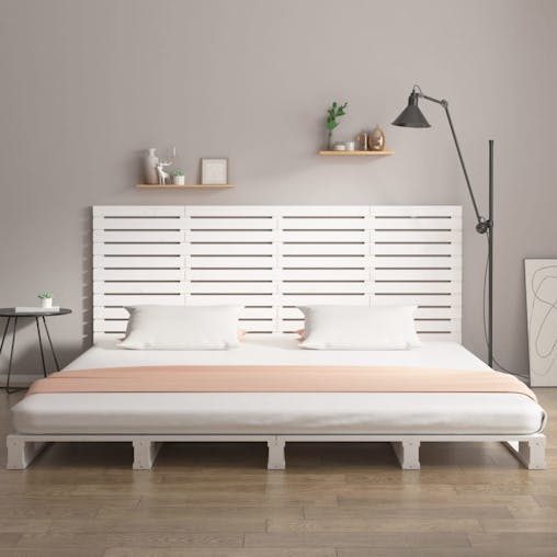 NNEVL Wall Headboard White 156x3x91.5 cm Solid Wood Pine