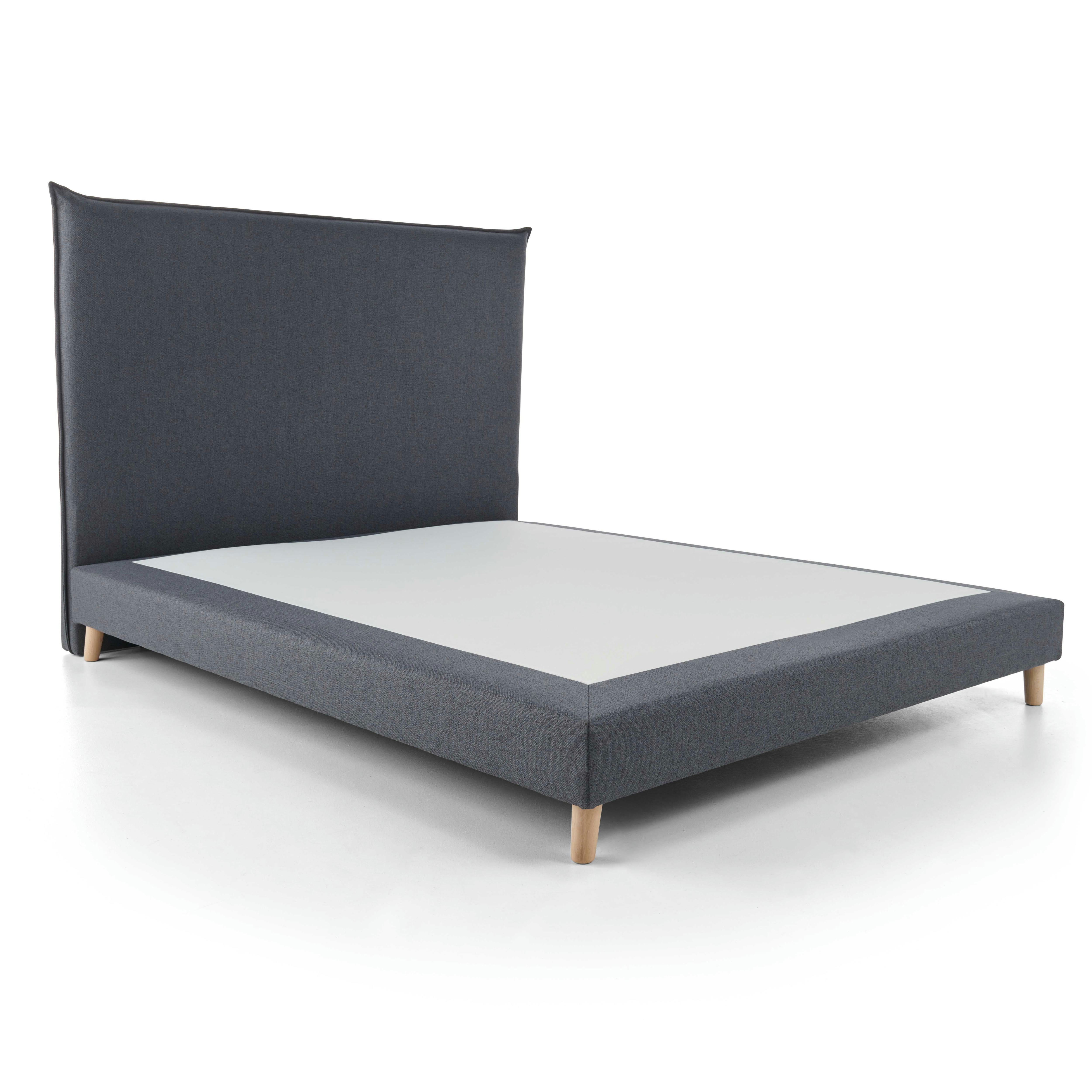 MAJA - Pack literie sommier et tête de lit 160 x 200 cm gris