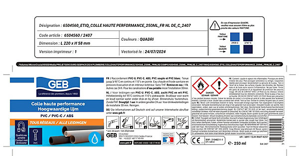 Colle haute performance en pot Geb 250 ml