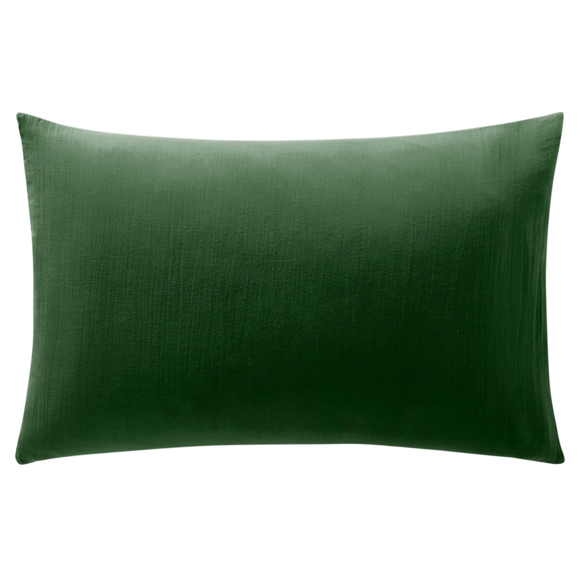DOUBLE GAZE - Taie sac 65x65 vert kaki en coton