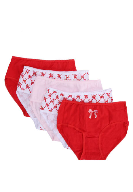 Older Girls 5pk Red Bow Briefs