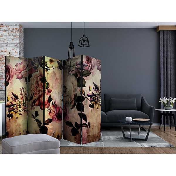 Paravent Nostalgie avec Motif Floral Vintage et Raffiné 225 x 172 cm Multicolore