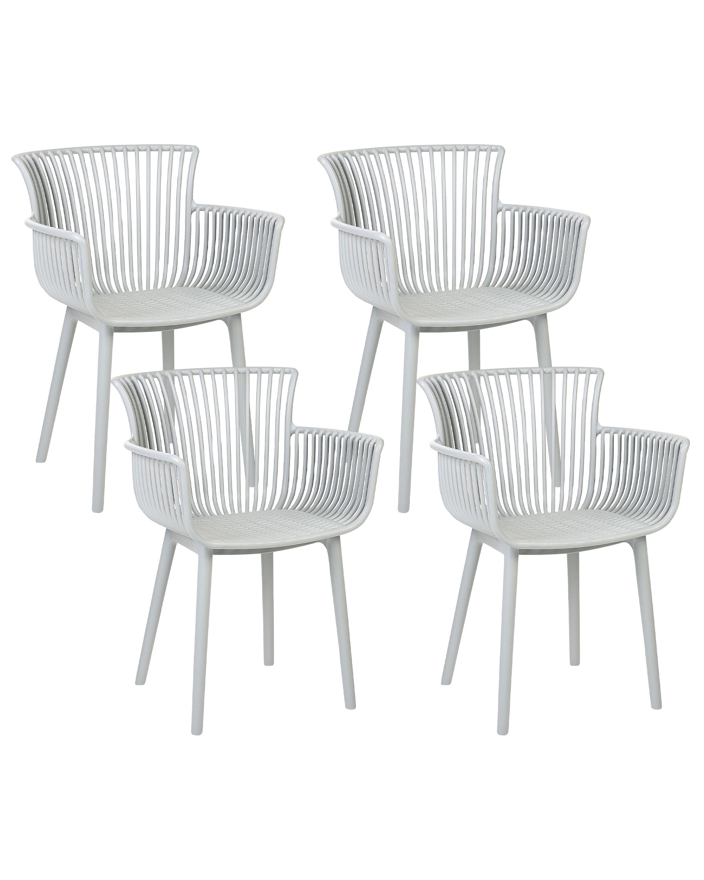 Set of 4 Garden Chairs PESARO Light Grey