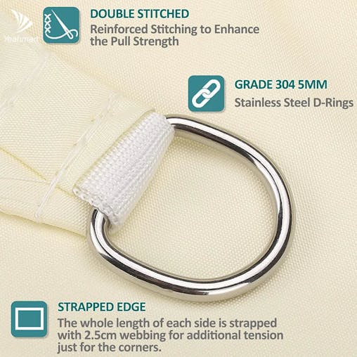 NNEOBA Rectangular Sunshade Sail UV Block Waterproof Canopy (Beige)