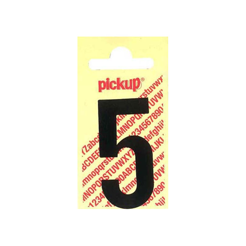 Chiffre 5 adhésif en vinyle noir 4 x 9 cm
