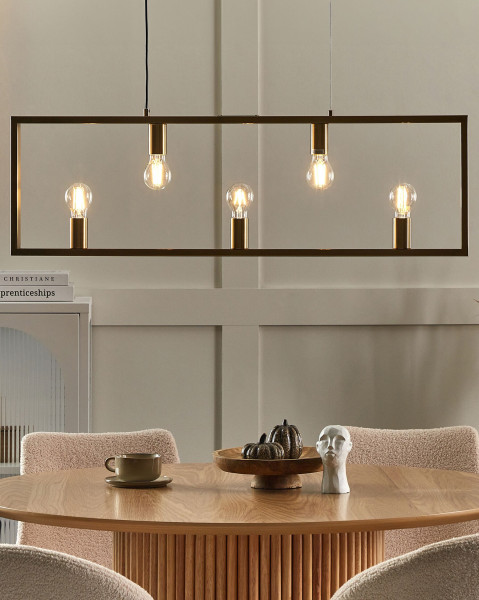 Lampa wisząca 5 żarówek metalowa mosiężna