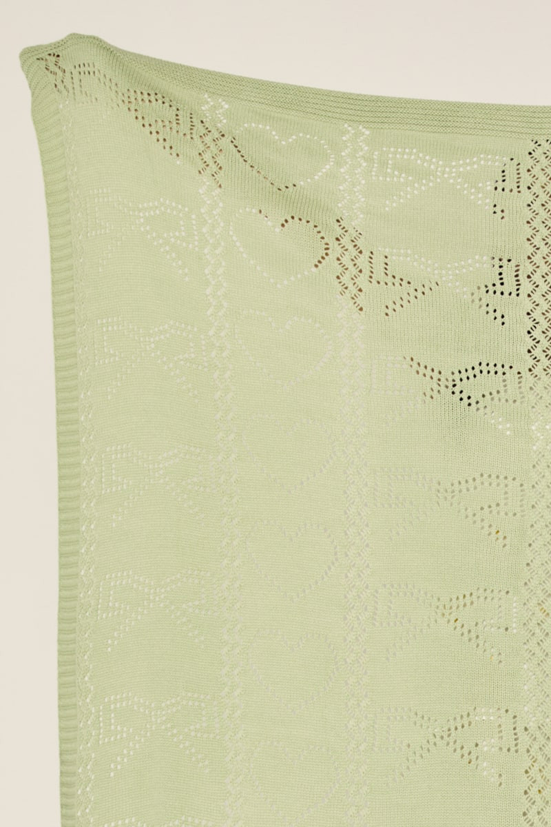 Bow and Heart Eyelet Knitted Blanket