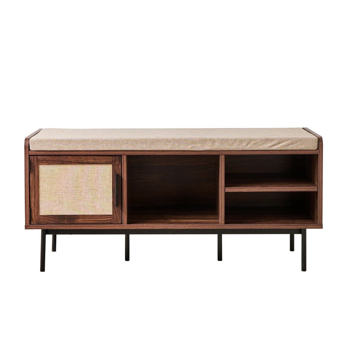 Calicosy - Schoenenbank 3 vakken 1 deur L100 cm - JETSON - Donker hout