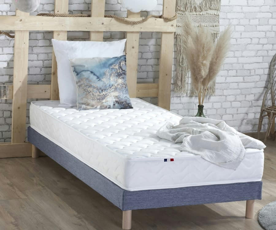 ENSEMBLE SPECTRE - Ensemble matelas ressorts fermes sommier bleu 90x190