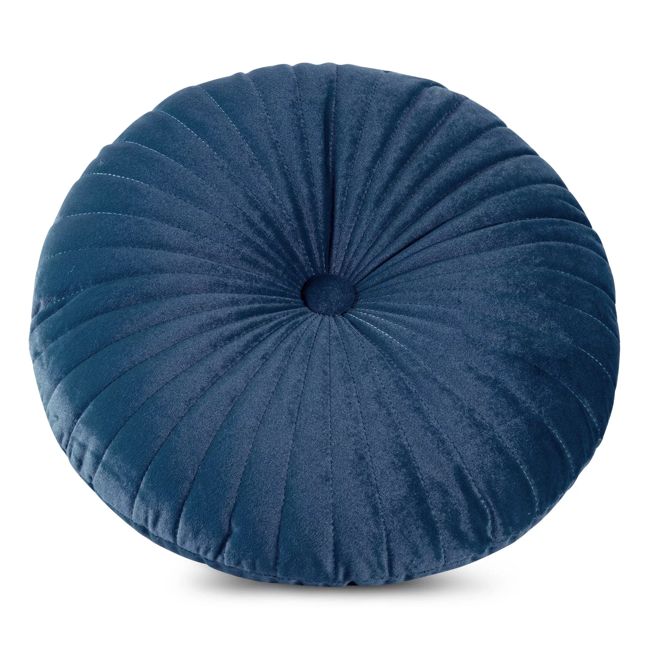 Poduszka okrągła średnica 40 cm welwetowa granatowa pikowana, z wypełnieniem VELVET 68