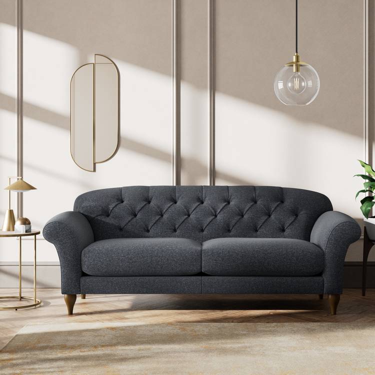 Habitat Brooker Fabric 4 Seater Sofa - Charcoal - Dark Leg