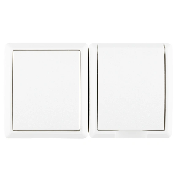 Wechselschalter und Steckdose, AquaForm, Kunststoff, Weiß, 1-fach
