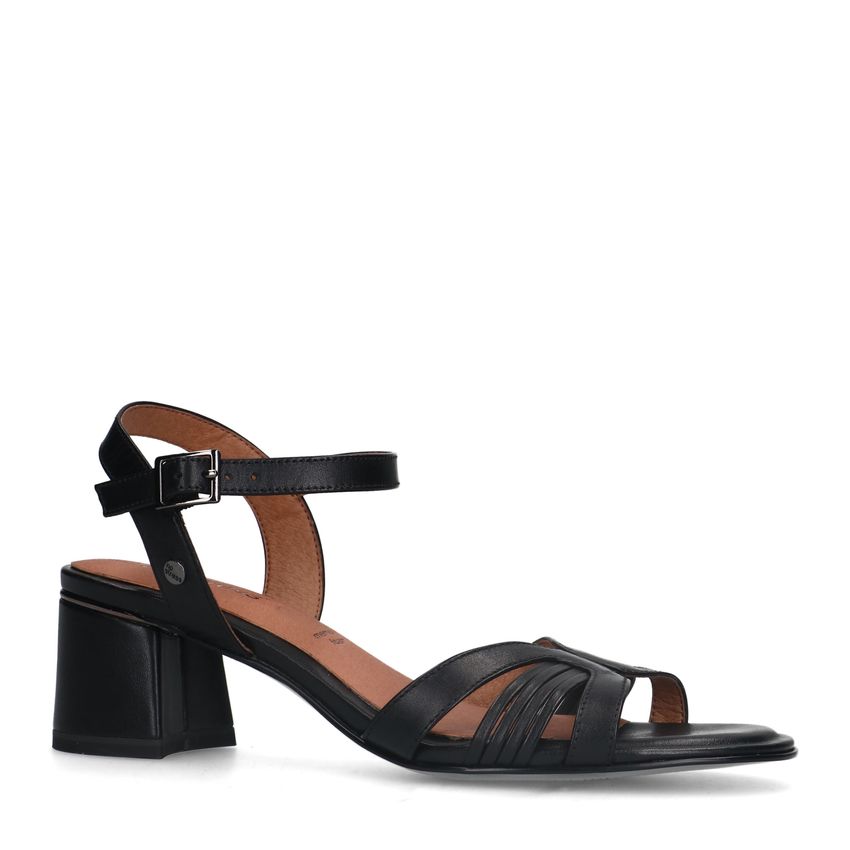 No Stress Zwarte leren sandalen met hak