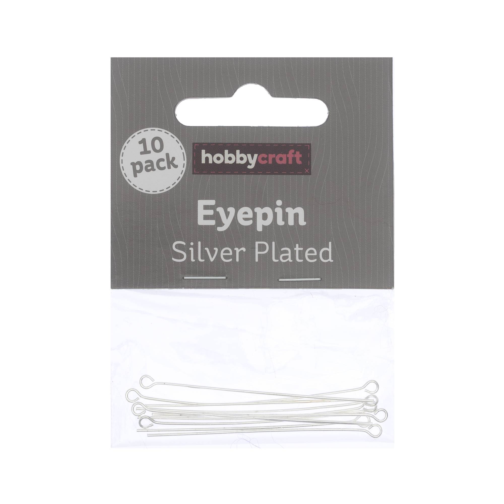 Silver Plated Eyepins 50mm 10 Pack
