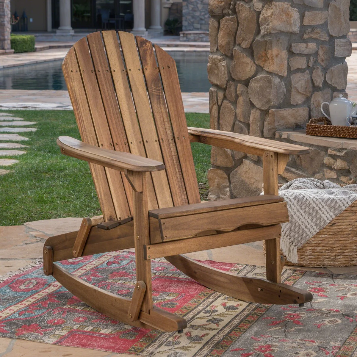 Outdoor Acacia Adirondack Rocking Chair