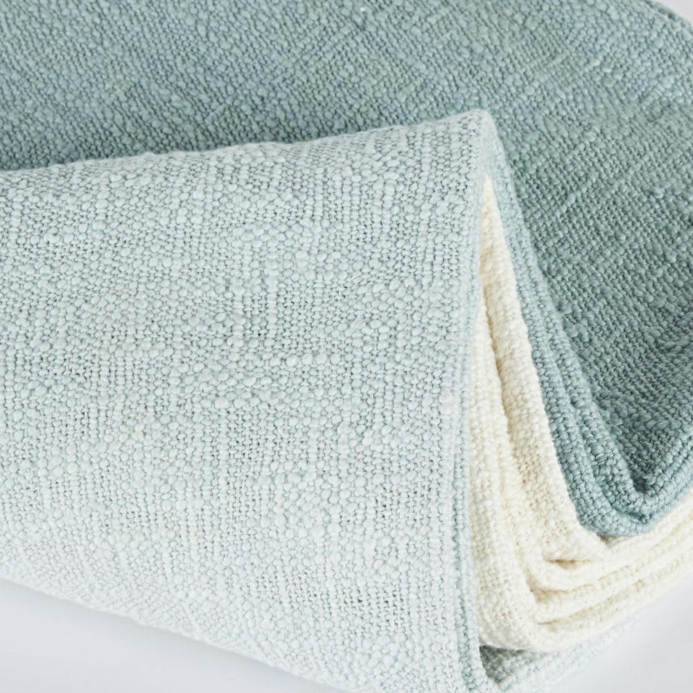 SUZANA - Plaid en coton tissé vert et écru tye and dye teint à la main 160x210