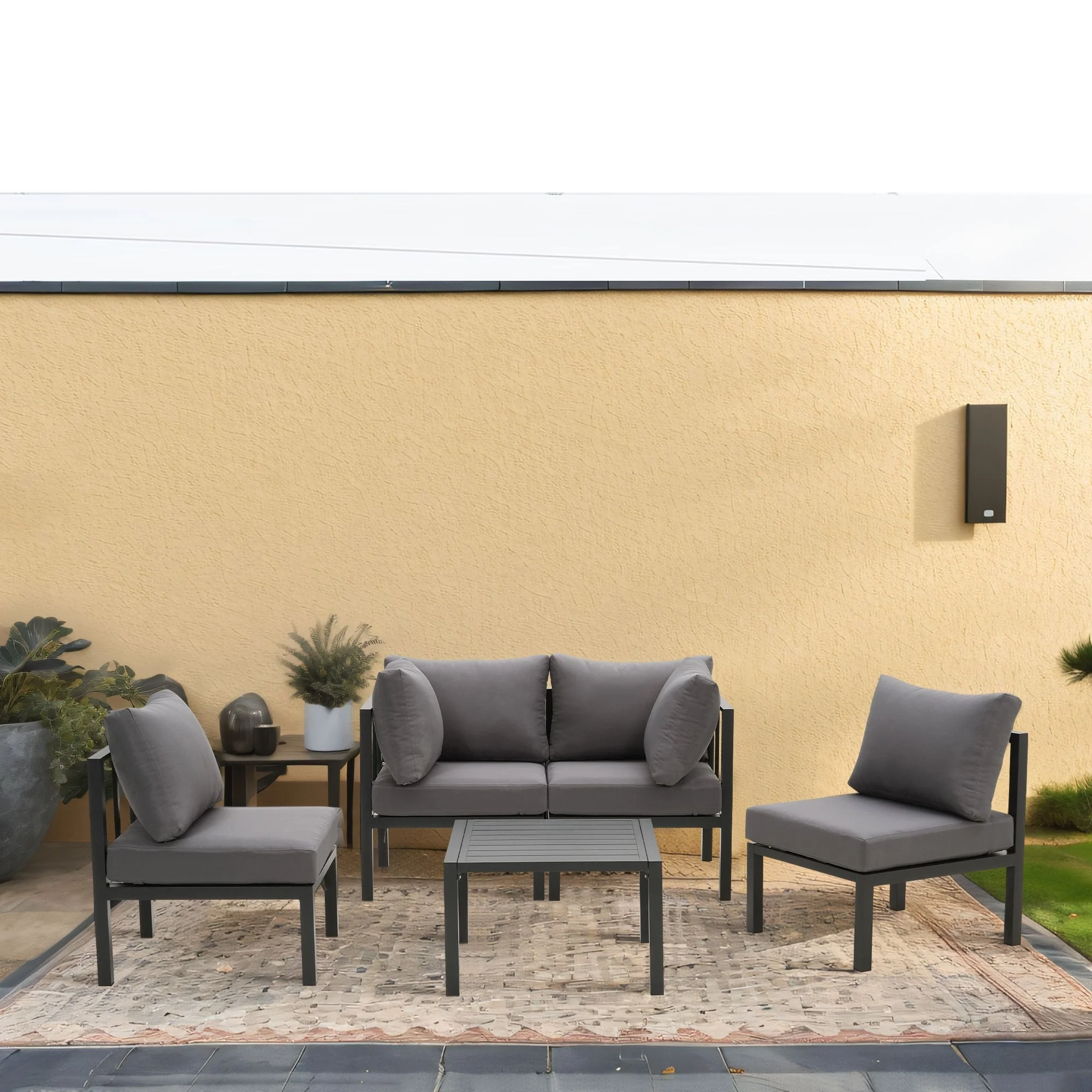 Zenova 5/7 Pcs Aluminum Patio furniture Set , Outdoor Sectional Sofa
