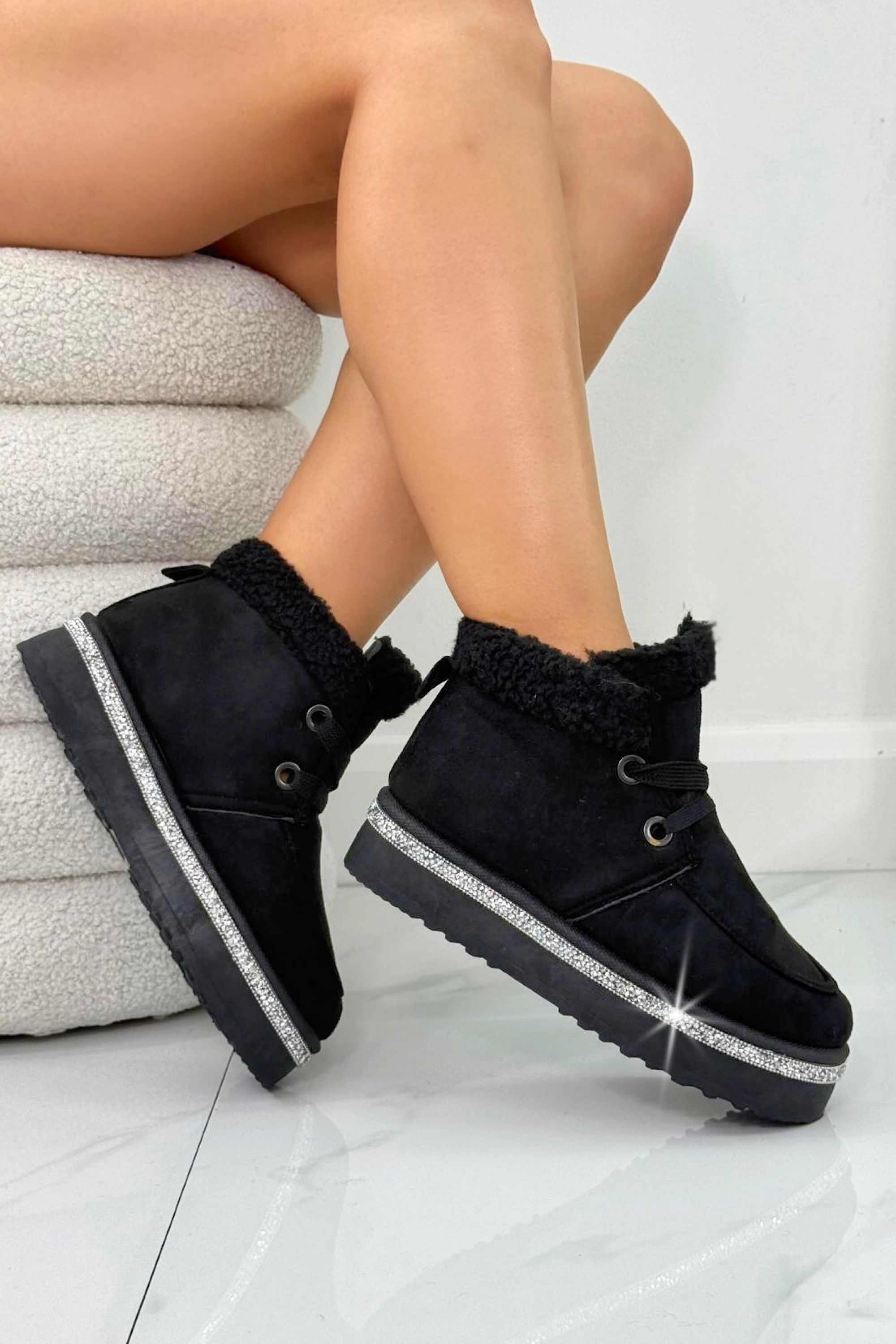 Love Lemonade Crystal Luxe Lodge Faux Fur Lined Boots