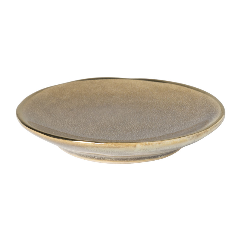 Schoteltje met gouden rand - grijs - &Oslash;9 cm