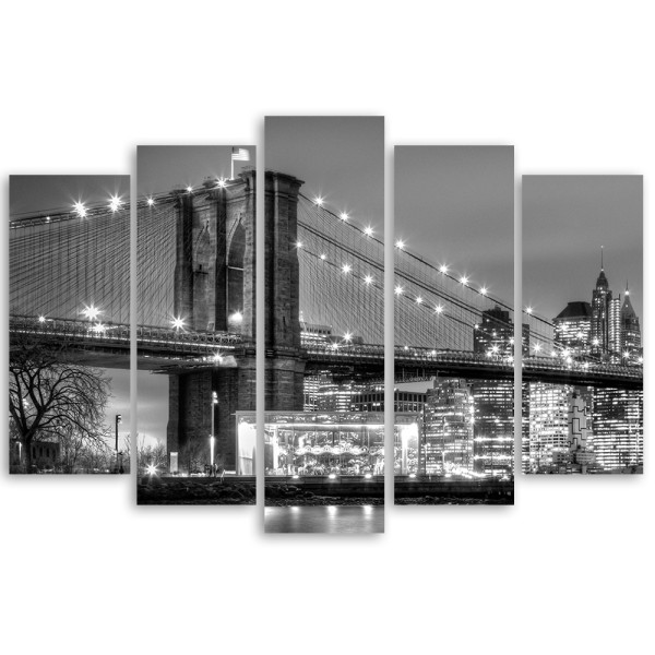 Feeby Obraz 5cz na płótnie Manhattan Most Nowy Jork