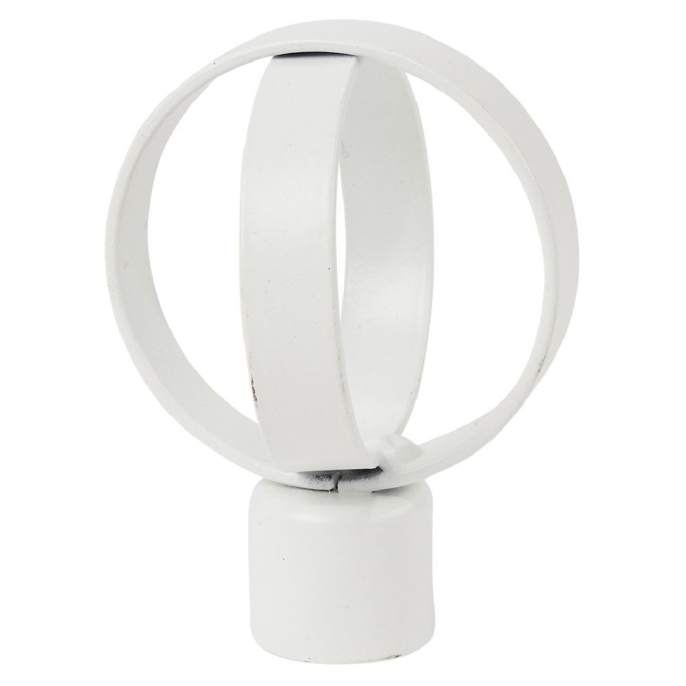 Embout tringle à rideau Ø20mm métal forme anneau blanc mat x2