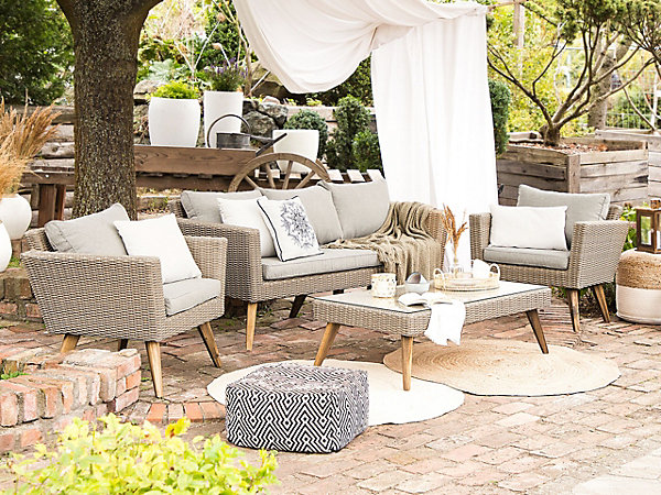 Ensemble de salon de jardin avec table 5 places VITTORIA Polyrotin Gris