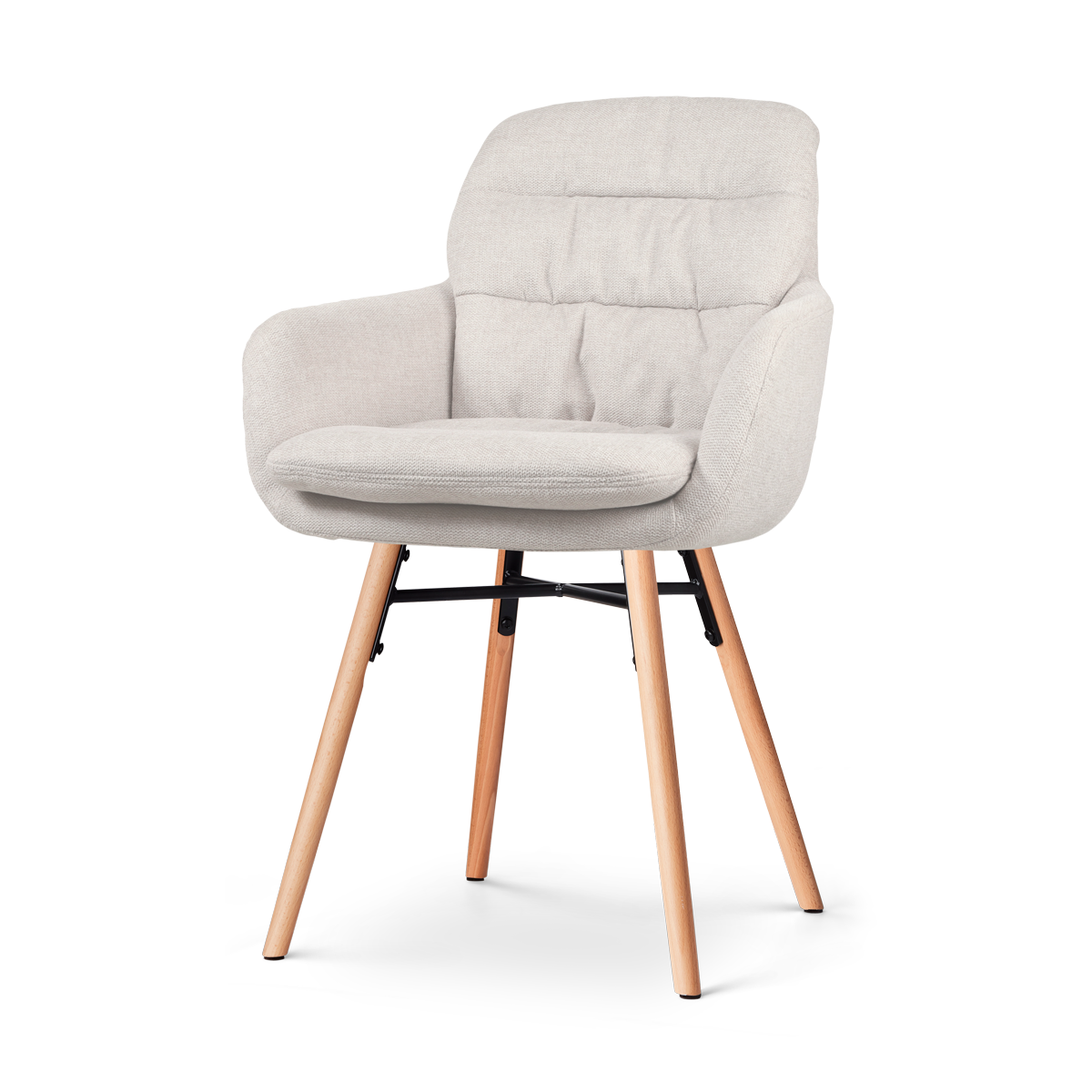 Nolon Nena-Mia Eetkamerstoel Beige - met Armleuning - Houten Poten