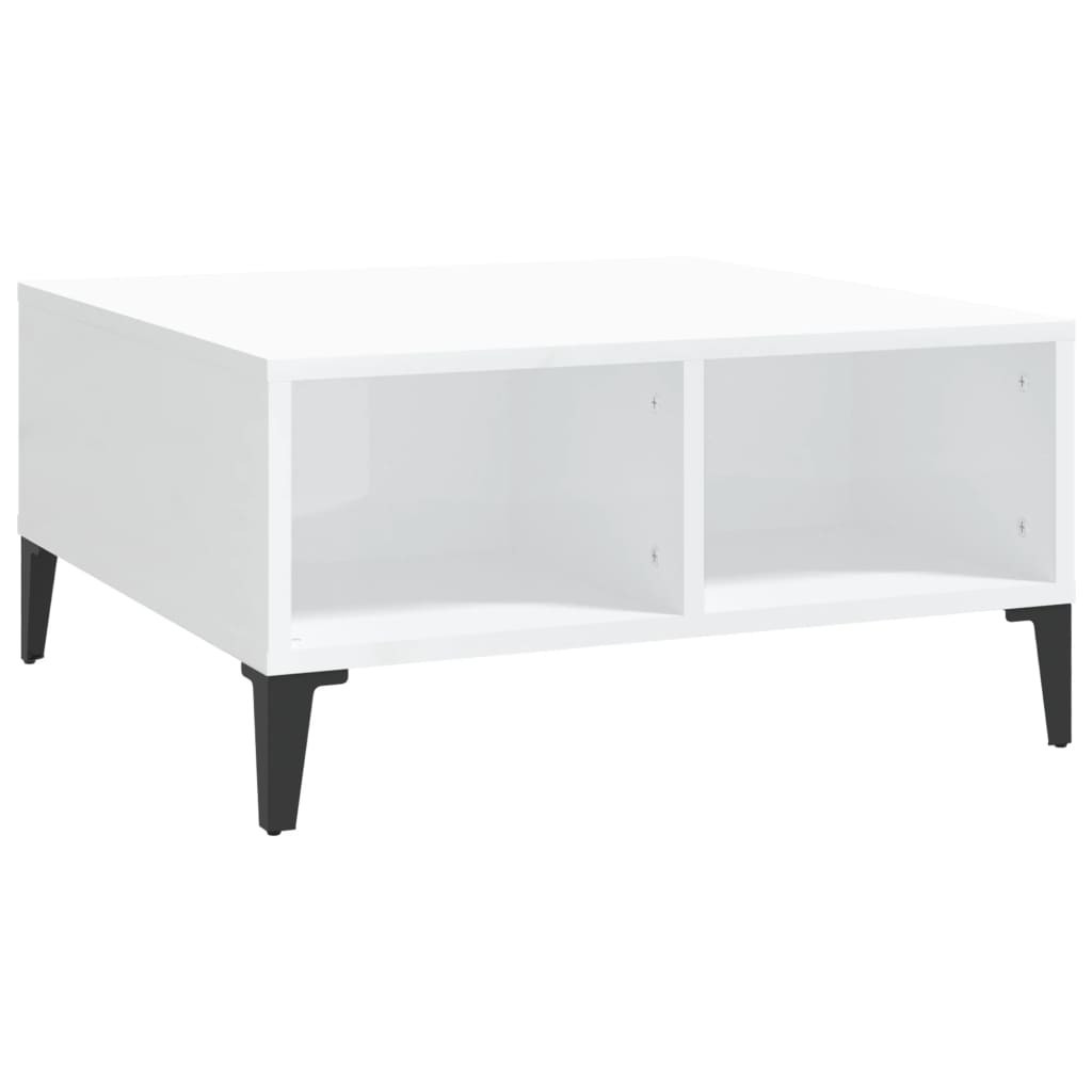 Stolik Kawowy Ława Stół Biały Połysk 60x60x30 Przegródki Do Salonu